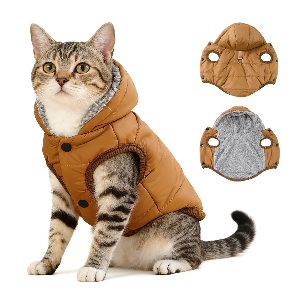 Warm Cats Hoodie Coat For Small Medium Cats Dog Winter Cozy Fleece Puppy Kitten Jacket Clothes Windproof Pet Pug Sphynx Costume 251219