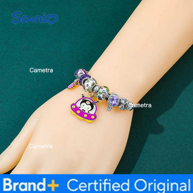 Sanrio Kawaii Jewelry Kuromi Spaceship Charm Beaded Bracelet Trendy Anime Fashion Gifts H251229