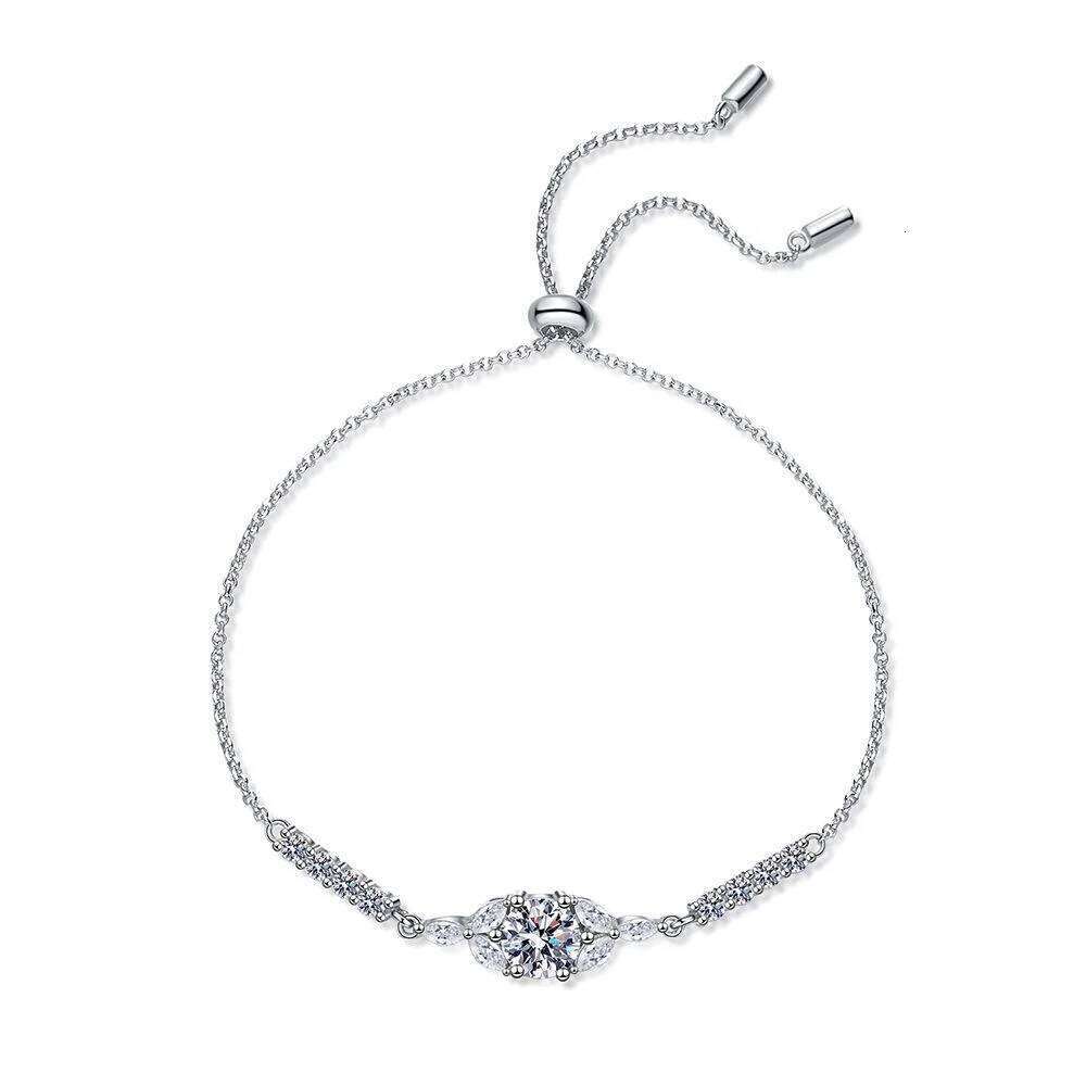 S925 Sterling Silver Women's Blossoming Star Flower Adjustable Moissanite 1 CT Bracelet Women 756