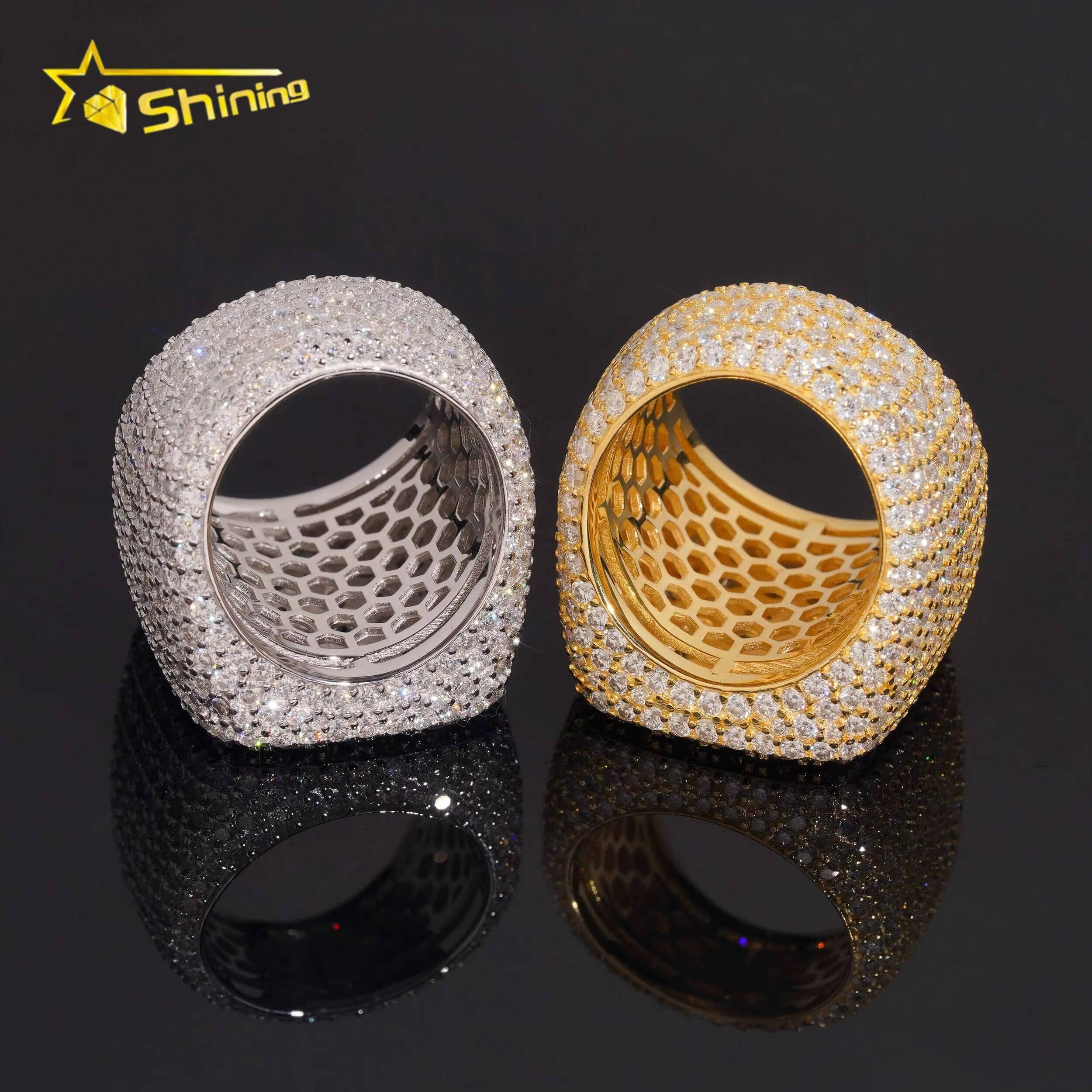 Hot Sale High Quality 925 Silver Iced Out Luxury Mens Hiphop GRA Certificate VVS Moissanite Rings