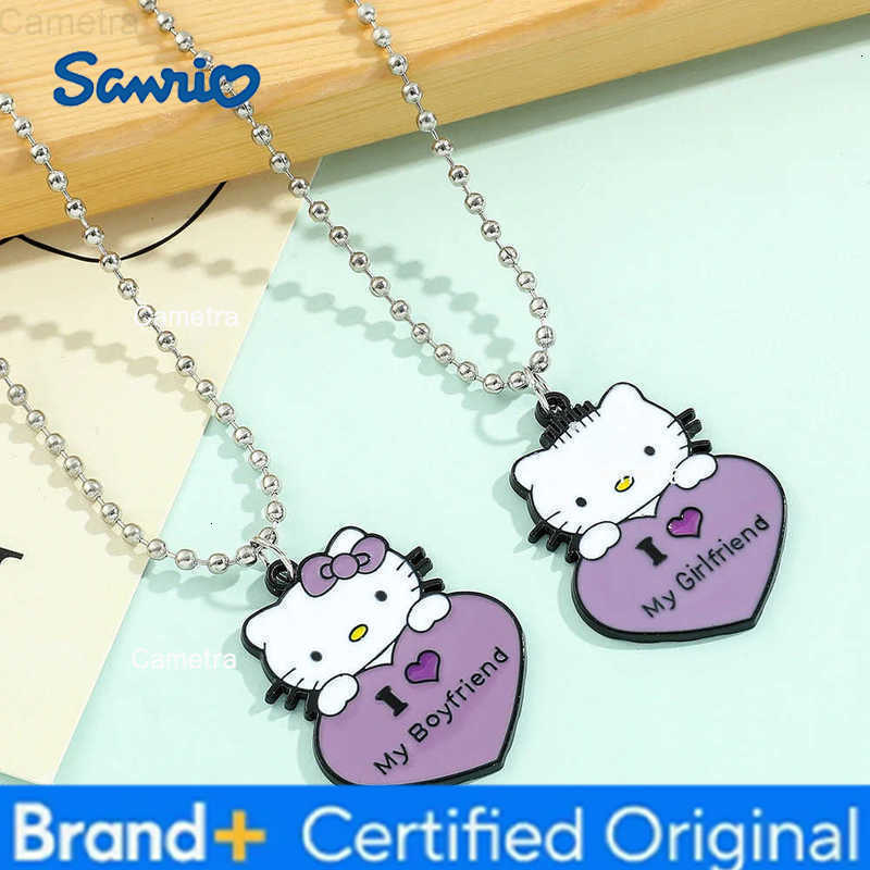 Sanrio 1 Pair Hello Kitty Couple Necklace I Love My Girlfriend Boyfriend Pendant Necklace for Valentines Day Gifts Accessories H251229