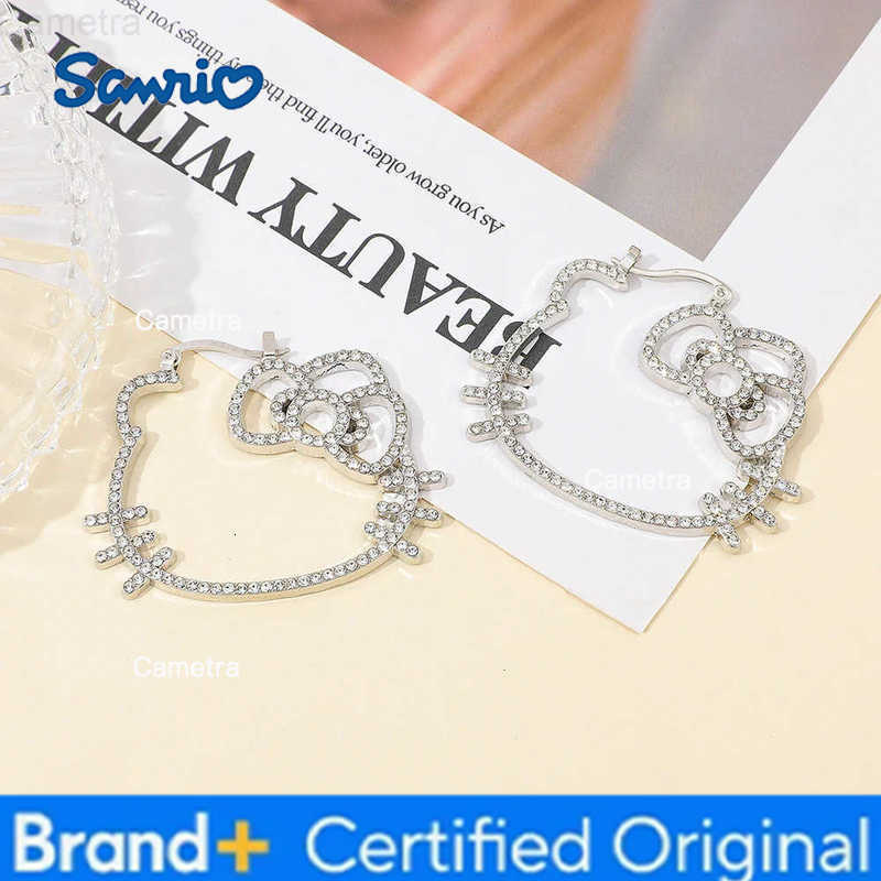 Sanrio Y2K HelloKitty Hollow Rhinestone Earrings Sweet Cute Fashion Girls Gifts Creative Trendy Jewelry H251229