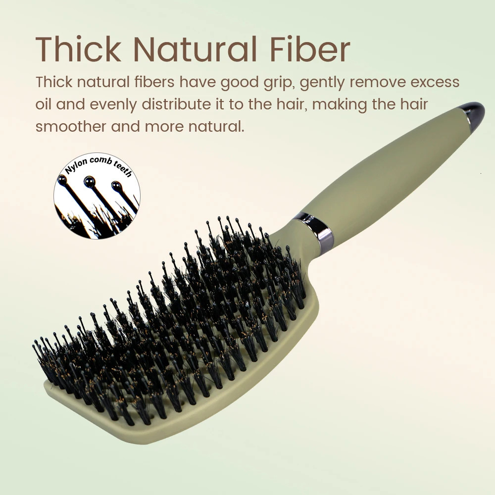 1PC Boar Bristle Detangling Hair Comb Hollow Out Brush AntiStatic Scalp Massage Hairbrush Salon Styling Tools For Gifting 251215