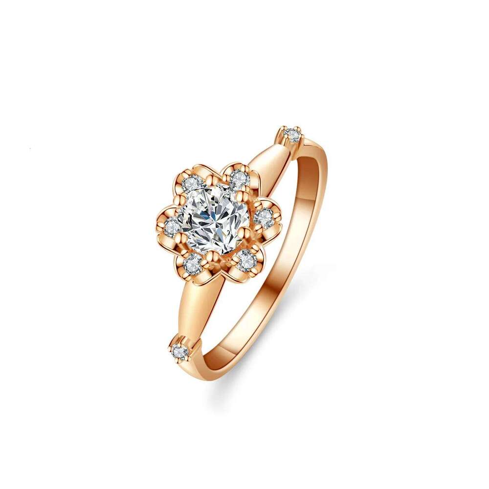 1ct D Color Moissanite Ring 925 Sterling Silver with Rose Gold Plated Wedding Flower Lab Diamond Rings for Women Jewelry 4b7