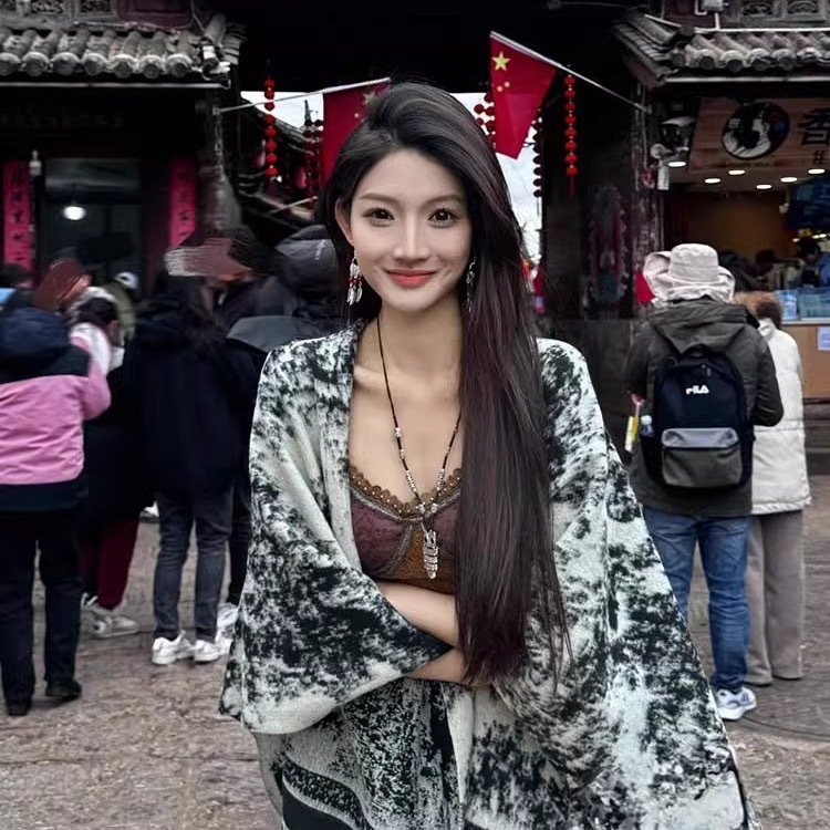 High-End Fashionable Ink Painting Shawl For Women Autumn And Winter Season, Premium Feel, Imitation Cashmere Scarf, Thick