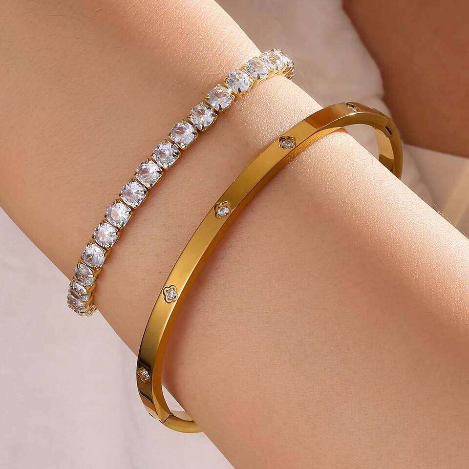 ZAKOL Classic Round Cubic Zirconia Tennis Bracelet Exquisite Shinny Unisex Couple Jewelry Gift for Valentine's Day