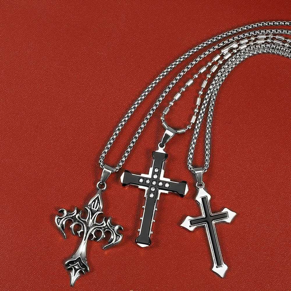 High Quality Cross Titanium Steel Non Fading NecklaceDomineering Trendy Mens hip-hop Pendant ChainNew Handsome Men Women Gift Y251227