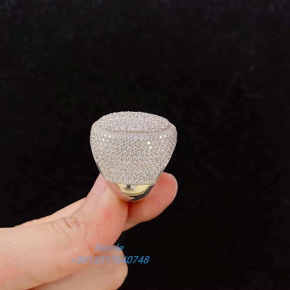 Pass Diamond Tester Custom Iced Out Diamond Maisonite 925 Silver Hip Hop Rings for Men