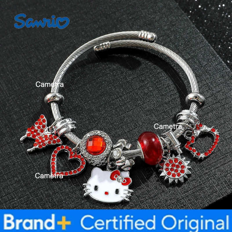 Sanrio Cartoon Charms Bracelets Kawaii Hello Kitty Beads Pendant Hand Chains Cute Bangle Jewelry Accessories Gifts for Girls H251229