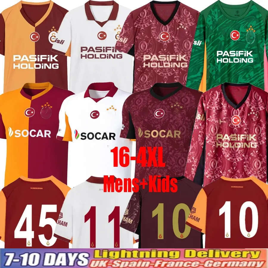 Galatasaray 25 26 Soccer Jerseys ICARDI ZANIOLI BAKAMBU MERTENS ZAHA AKGUN AKTURKOGLU 100th Anniversary 2025 2026 Football Jersey Men Kids Kit Football Shirt