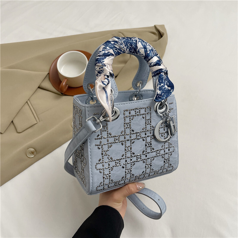 Cross-Border Handbag Single Shoulder Crossbody Women's Silk Rhinestone Princess Diana Bag Inlaid Diamond Light Luxury
