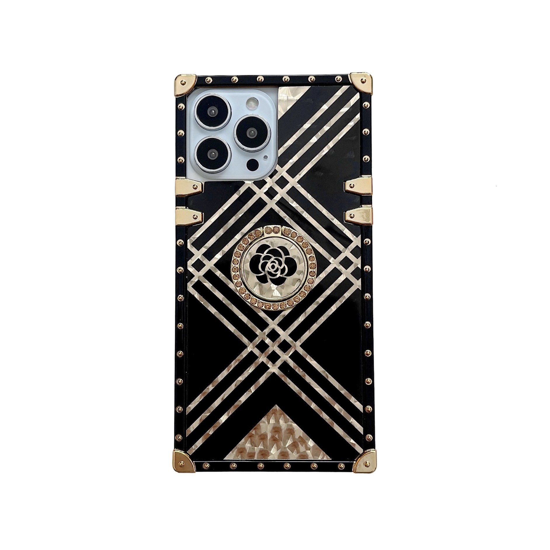 Trendy Brand Compatible with iPhone 16 Pro New Style Phantom Flower Phone Samsung S25U Square Shockproof Case