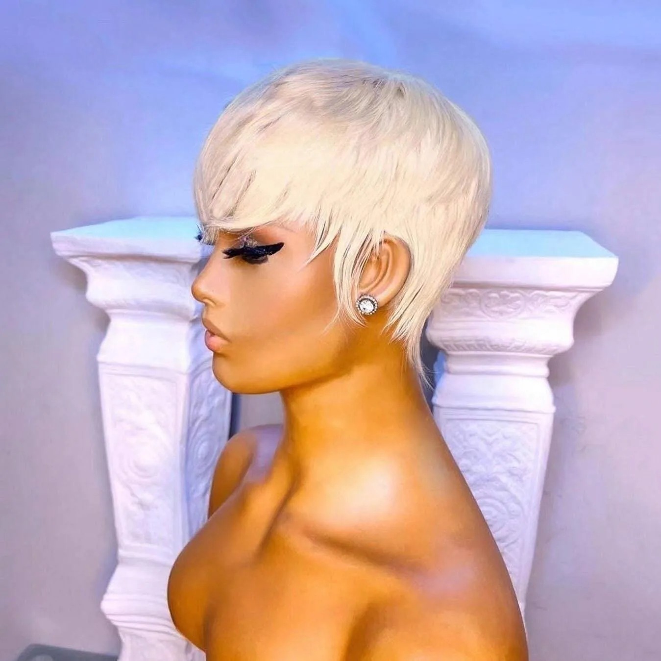 New Pixie Cut Wig 613 Blonde Short Bob Human Hair Wig With Bangs For Black Women Brazilian Straight Lace Front Wig Remy Hair Glueless Cheap Wig