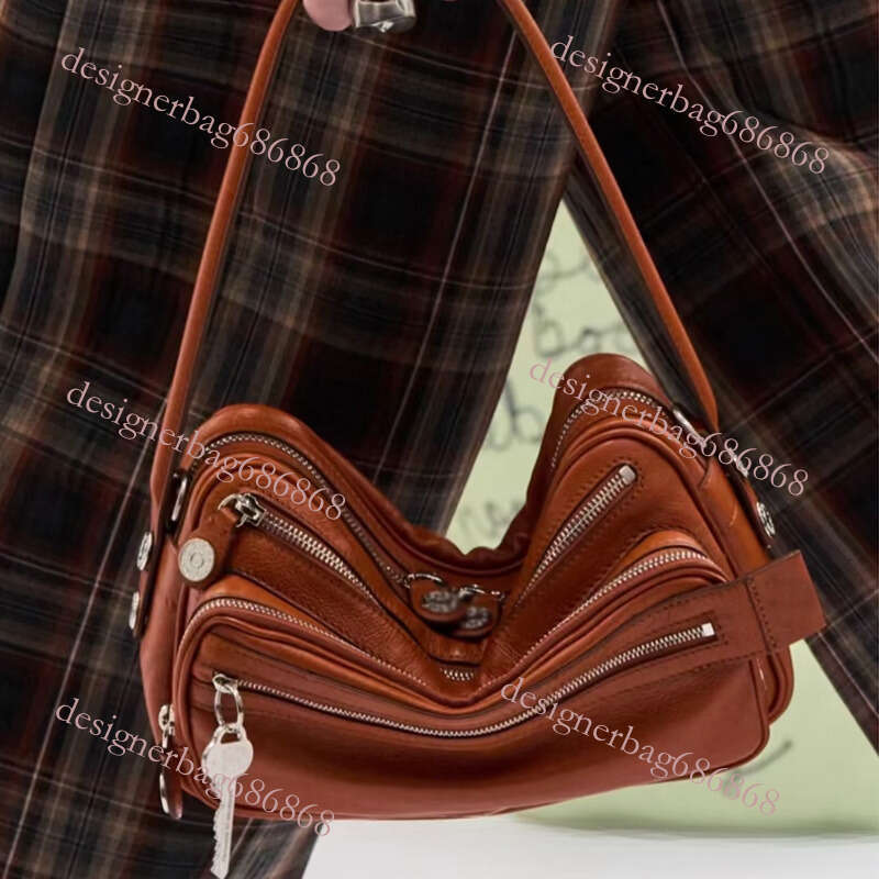 toteBag Shoulder ROSE NOIRE Swedish Niche New Genuine Leather Multi Compartment Zipper Handbag Key Pendant Underarm Motorcycle Single Shoulder Crossbo