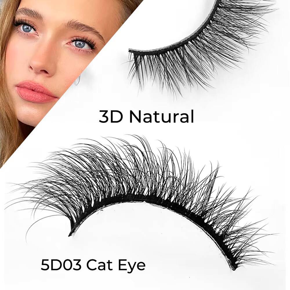 Wholesale Cat Eye Lashes Faux Mink Eyelashes Natural 15MM D Curl Strip Lashes 100 Faux Mink Lashes