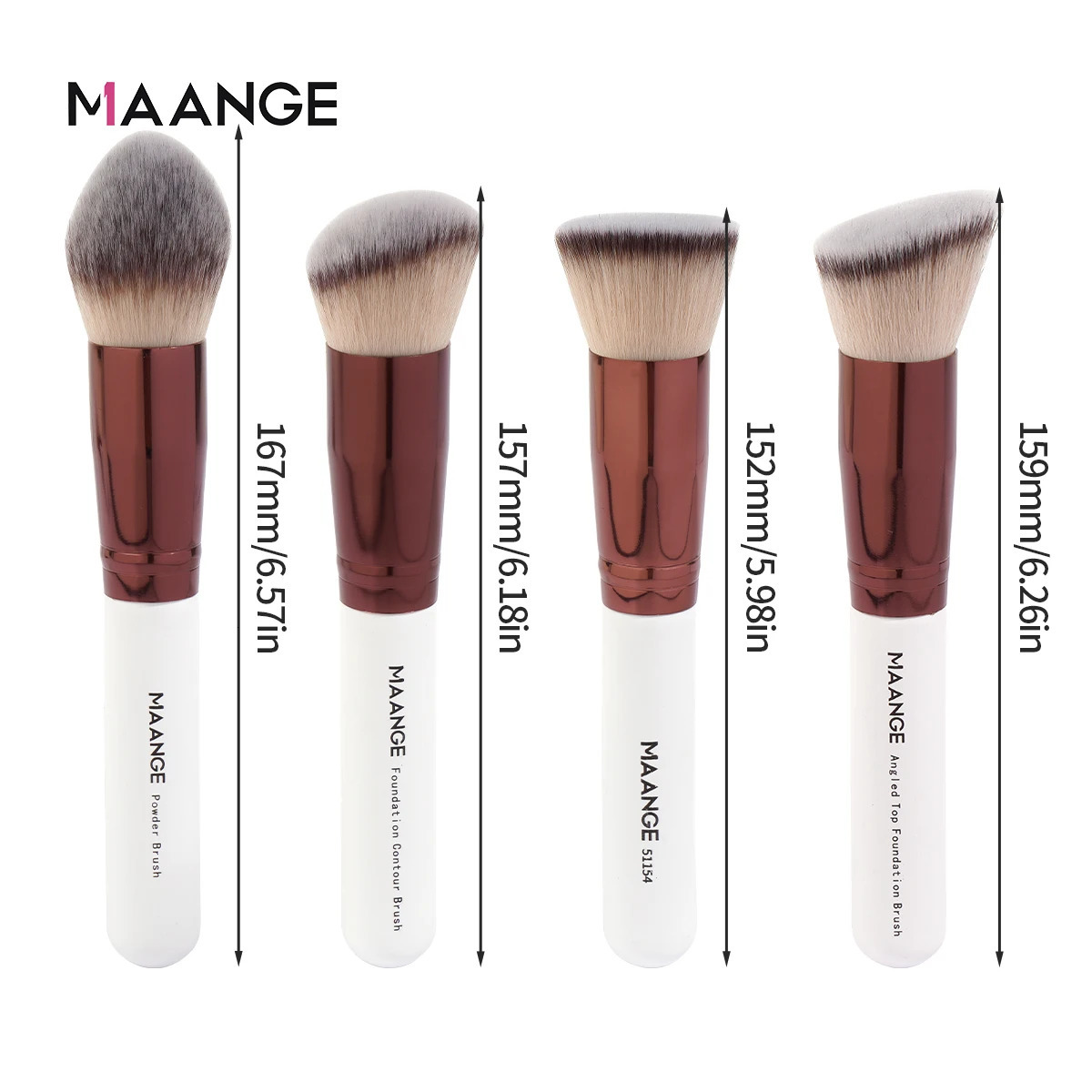 MAANGE 4Pcs Makeup Brushes with Case Foundation Concealer Powder Brush Soft Fluffy Bristles Big Cosmetic Set 251215