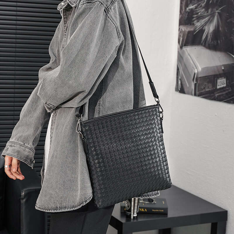 Cross Border Trendy Single Men S Crossbody Fashion Casual Handwoven Vertical Small Shoulder Ipad Storage Bag High Quality Luxury Bag