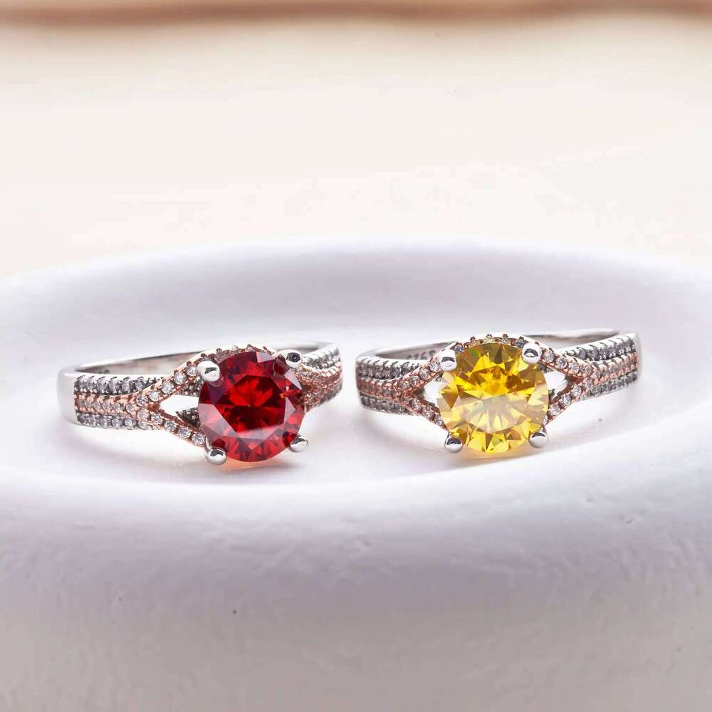 Luxury 2ct 8mm Solitaire Moissanite Ring 925 Sterling Silver Engagement Wedding Rings for Women Jewelry with Certificate 704