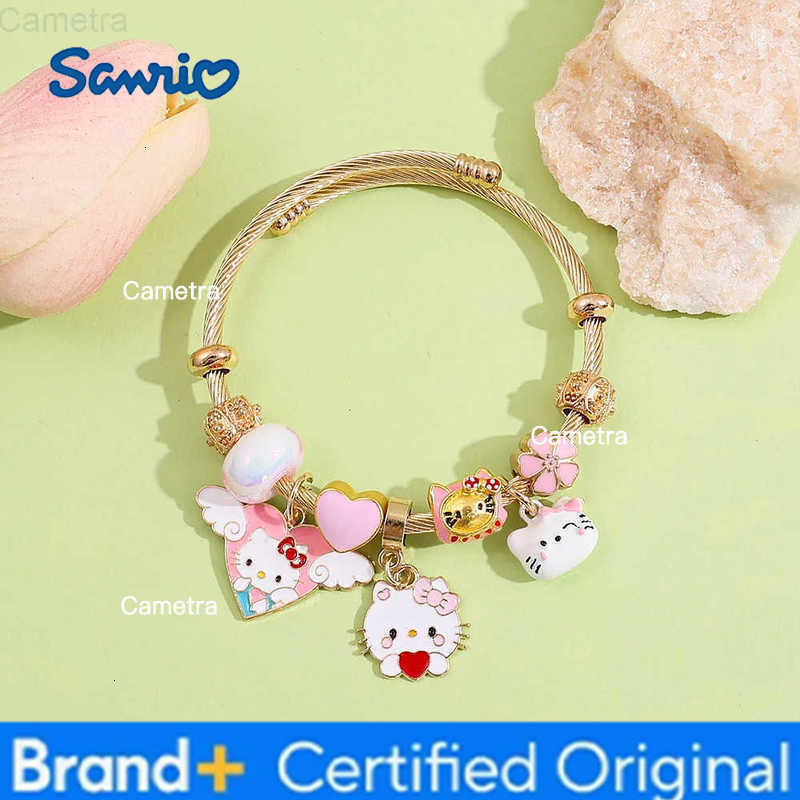Sanrio Hello kitty Gold Bracelet Jewelry Accessories Cute Diy Personalized Bracelet Creative Girl Handmade Children Gifts H251229