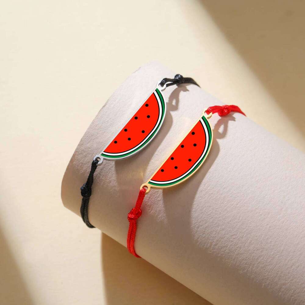 Watermelon Charm Bracelets for Women Men Stainless Steel Gold Color Hand Bracelet Fashion Waterproof Jewelry Gift 25H1229
