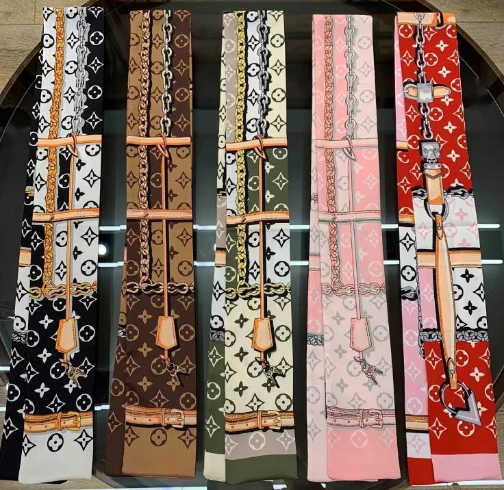 Luxury Brand Ribbon with Printed Straps Women's Small Silk Scarves Headbands Long Bags Accessories Ribbons 762e