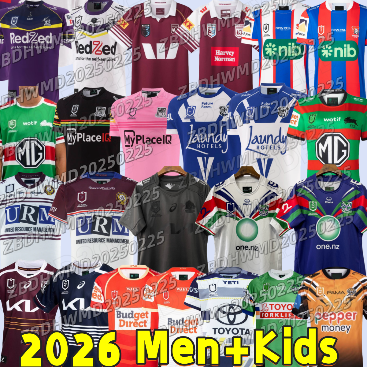 S-5XL 2026 2027 NRL Rugby Training Uniform Warrior Dog Rooster Bad Horse Raider Men Kids Set Short Sleeve Sports Jersey - Breathable, Moisture Core - Polyester