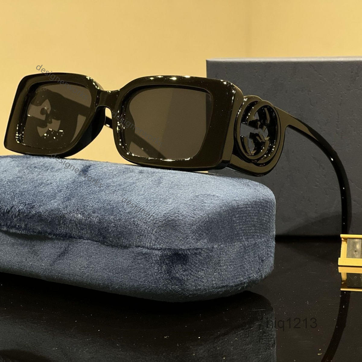 Sunglasses GUCCIS New Hollow G Brand Small Square Frame Sunglasses for Women, High-End Ins Style, Trendy and Fashionable Sunglasses XGAE V3R9