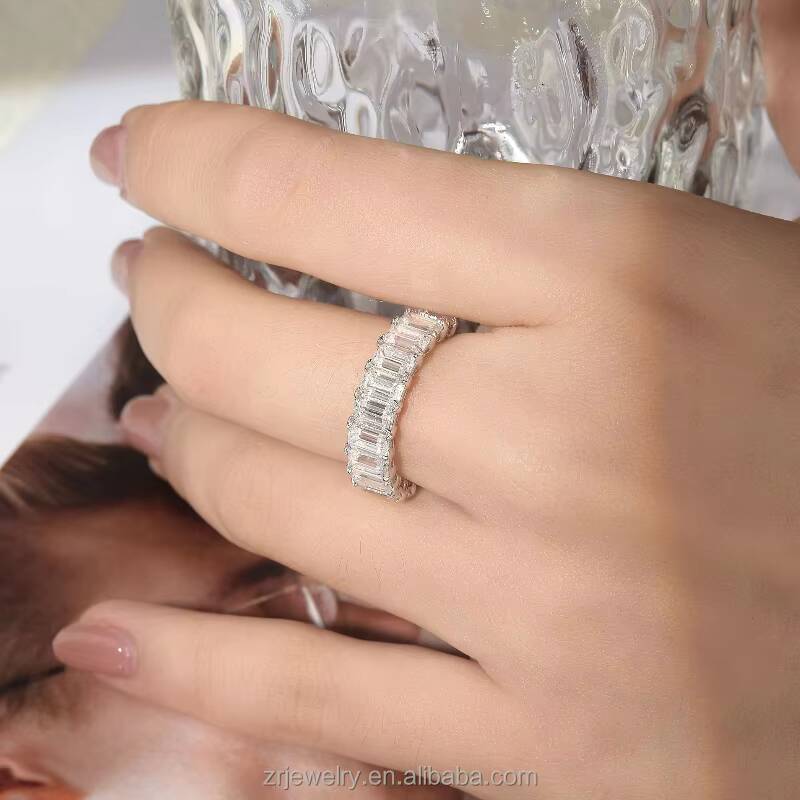 Fine Jewelry S925 Moissanite Eternity Band Ring Oval Cut Wholesale 14K 18K Gold Plated Moissanite Ring