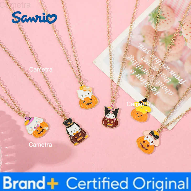 Sanrio Anime Cartoon Series Kuromi Hello Kitty Necklace Cute Girl Neck Chain Creative Halloween Pumpkin Necklace Gift H251229
