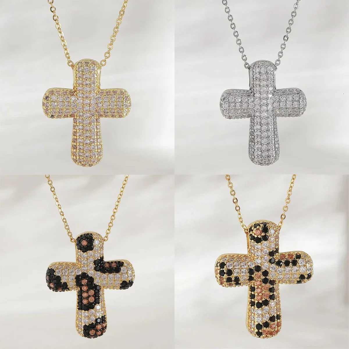 MHSSUN Luxury Chunky Zircon Cross Pendant Necklace for Women Men Fashion Gold/Silver Color Religious Crosses Jewelry Gift Y251227