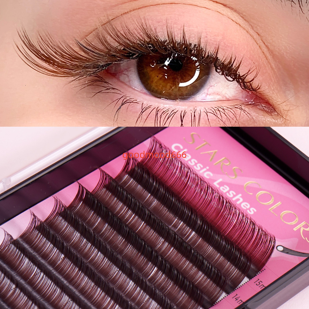 Stars Color Classic Lashes Colored Eyelash Extensions 007mm C Curl 14-15mm Individual Lash Tray Wholesale d Curl Lash Clusters