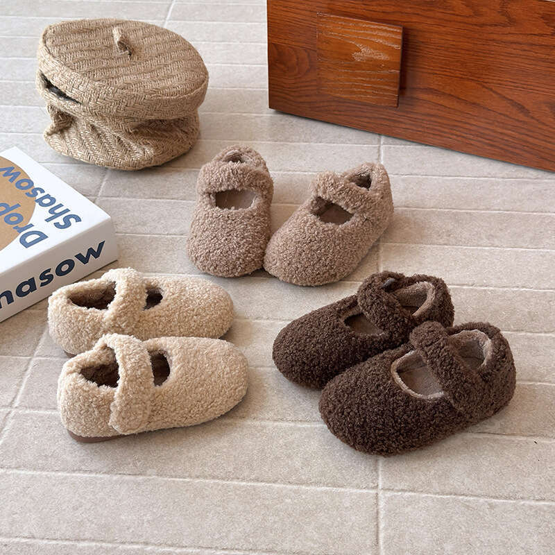 INS French Style Furry 2025 Autumn Winter New Korean Version Girls' Fleece Princess Soft Sole Loafers Cotton Shoes