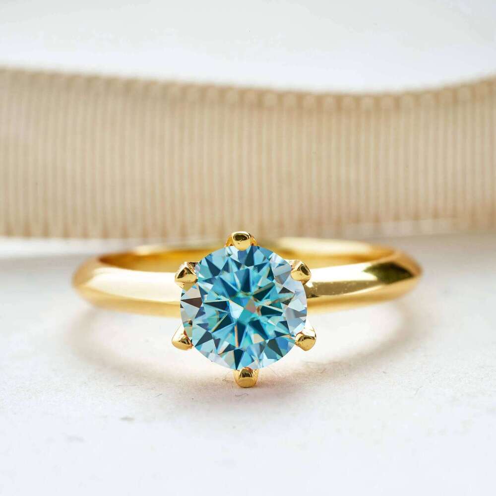 1.0 Ct 6.5mm moissanite ring for charm lady 925 sterling silver 18k gold plated Diamond Test Passed female jewelry gift 6fd