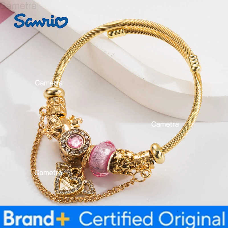 Sanrio New Panjiaduola Stainless Steel Bracelet Personalized and Fashionable Beaded Heart Set with Diamonds Best Friend Handpiece H251229