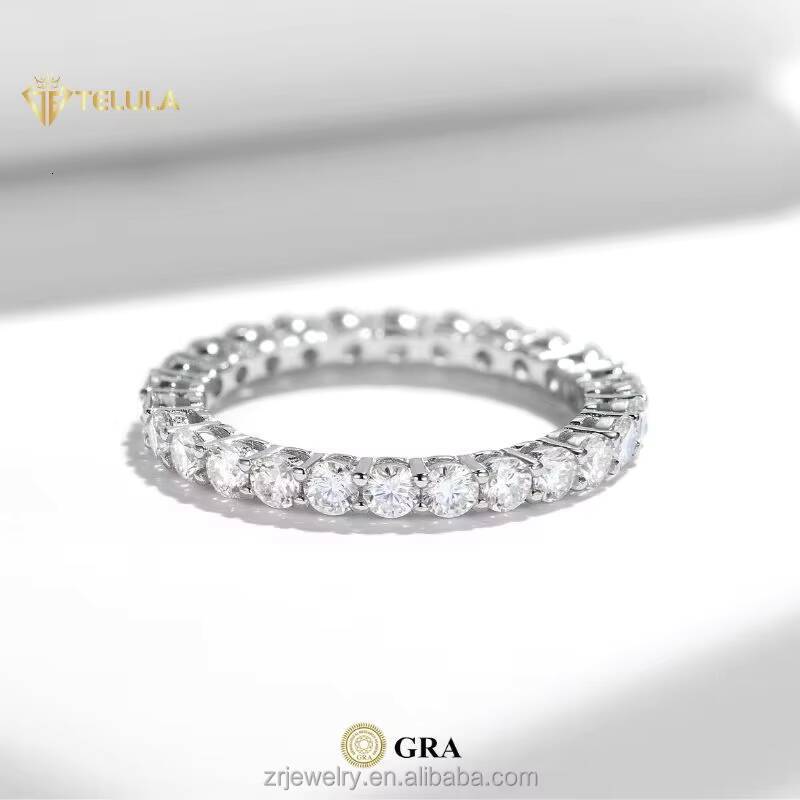 Luxury Fine Jewelry Eternity Band Ring Wholesale 925 Sterling Sliver Gold Filled Rings Mossanite Ring