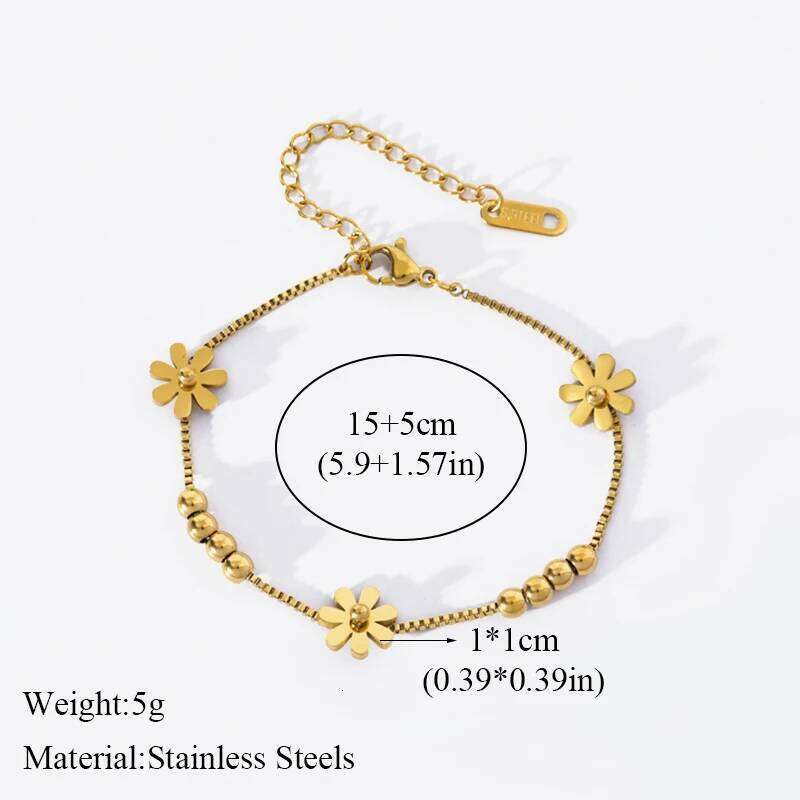 EILIECK 316L Stainless Steel Gold Color Flower Bracelet For Women Girl Fashion New Holiday Gift Wrist Chain Jewelry Pulsera 25H1229
