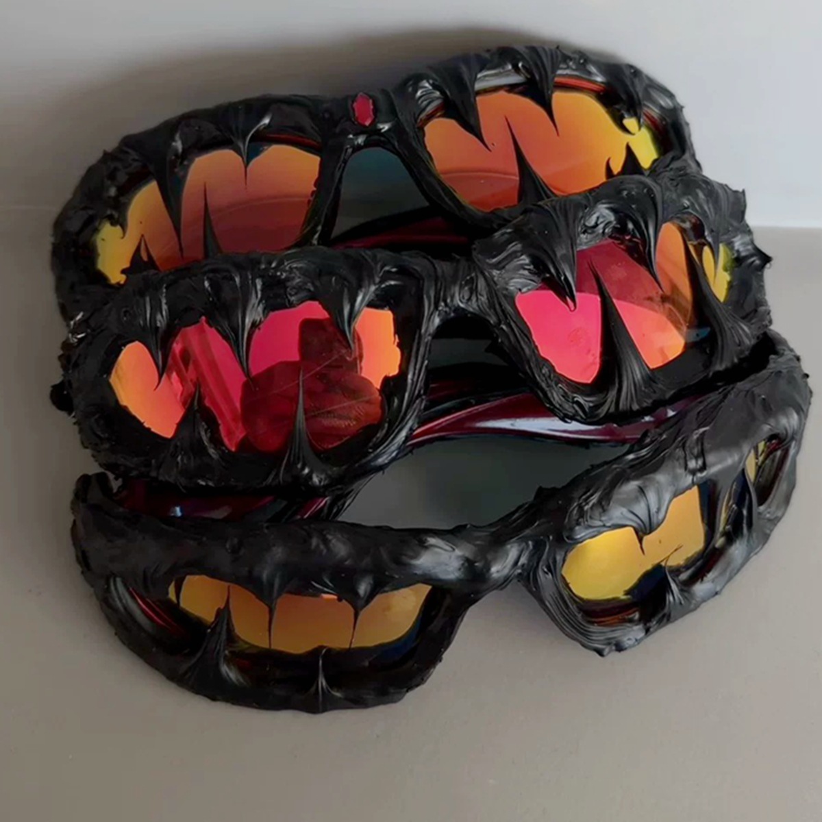 Fashionable, avant garde, personalized handmade sunglasses with unique styling, trendy glasses, creative punk style fashion show sunglasses for men an