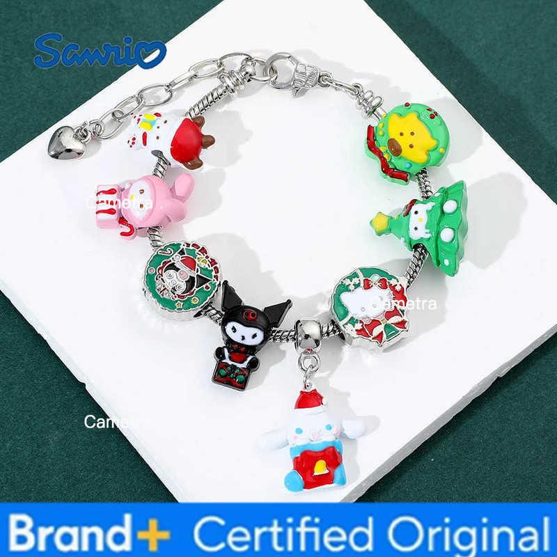 Sanrio Christmas Style Charms Bracelet for Girl DIY Jewelry Accessories Kawaii Hello Kitty Kuromi Melody Student Y2K H251229