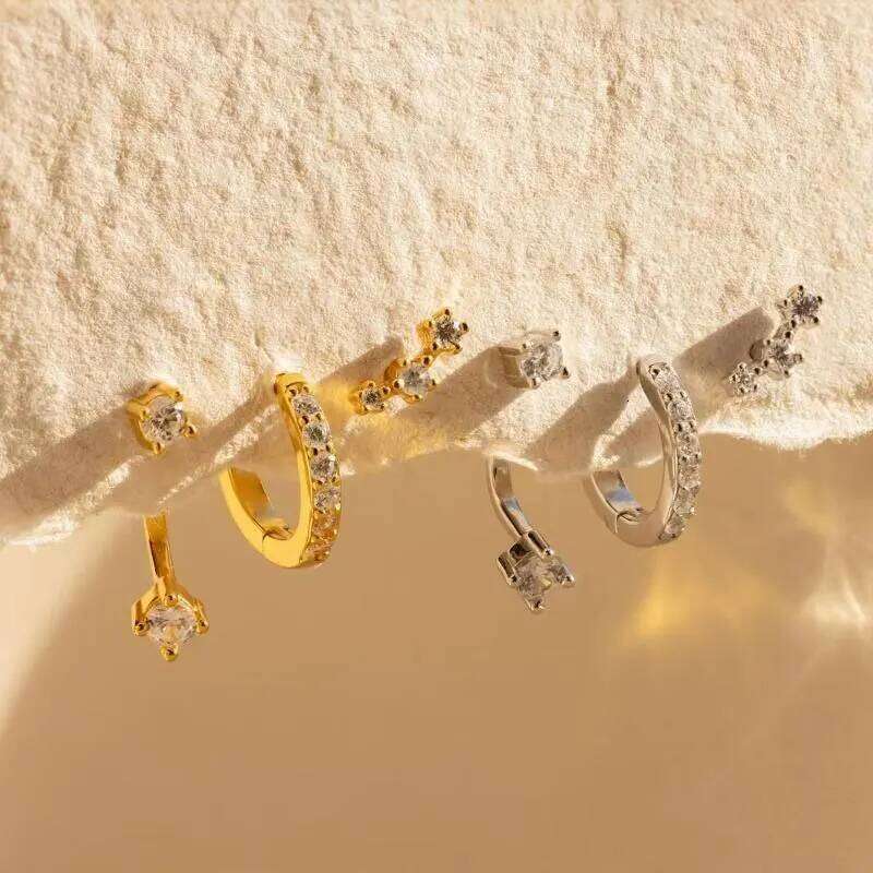 ZAKOL 3Pcs/Set Simple Crystal Zircon Stud Earrings for Women Girls Cute Copper Stackable Ear Bone Piercing Accessories