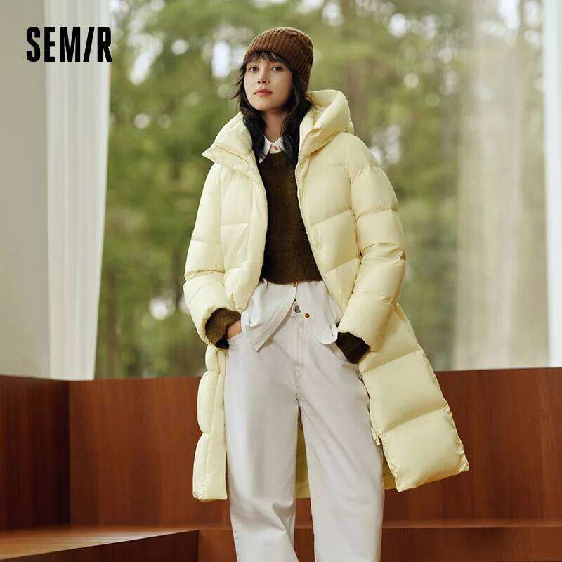 Semir Long Women Waterproof Hooded Winter New Loose Girls' Jacket Multi-Color Thicken Windbrake Down Coat