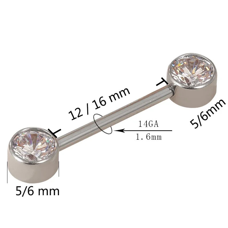 ASTM 36 PIERC Heart Nipple Ring Barbell CZ 16145/6mm Ear Bar Piercing Bar Barbells Nipple Piercing Body Jewelry 251224