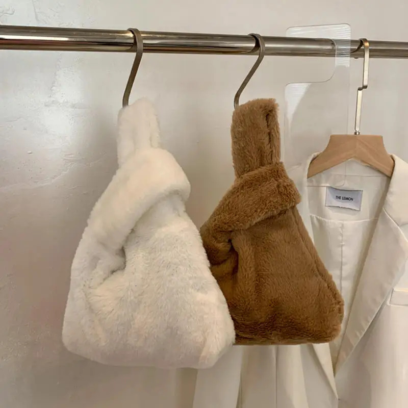 Mink Fur Handbag For Women Underarm Bag Soft Plush Small Shoulder Warm Fluffy Winter 251216