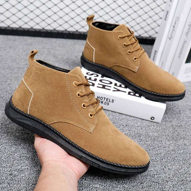 Fashionable and casual grey suede shoes paired with black flat short men's high-quality brand denim LEEGO LENS
