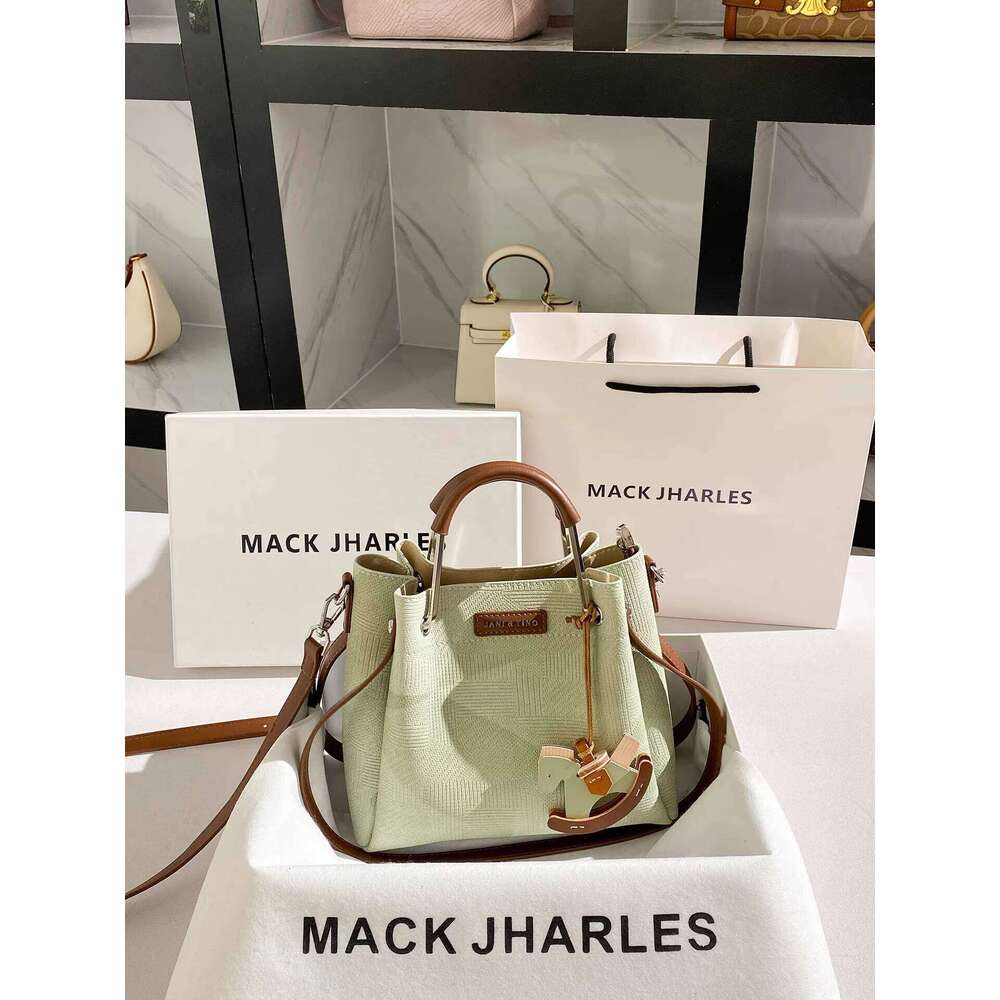 MACK JHARLES Stylish Niche Commuter Bucket 2025 Autumn New High-end Color-blocking Tote Bag