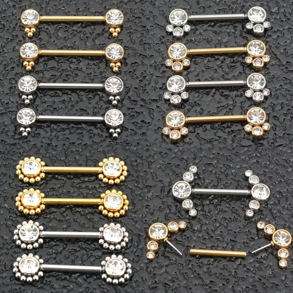 1 Pair 16G 12x14mm Plug-in Stainless Steel Barbell Piercing Sexy Women Nipple Piercing Jewelry Unthreaded Nipple Rings No Screw 251224