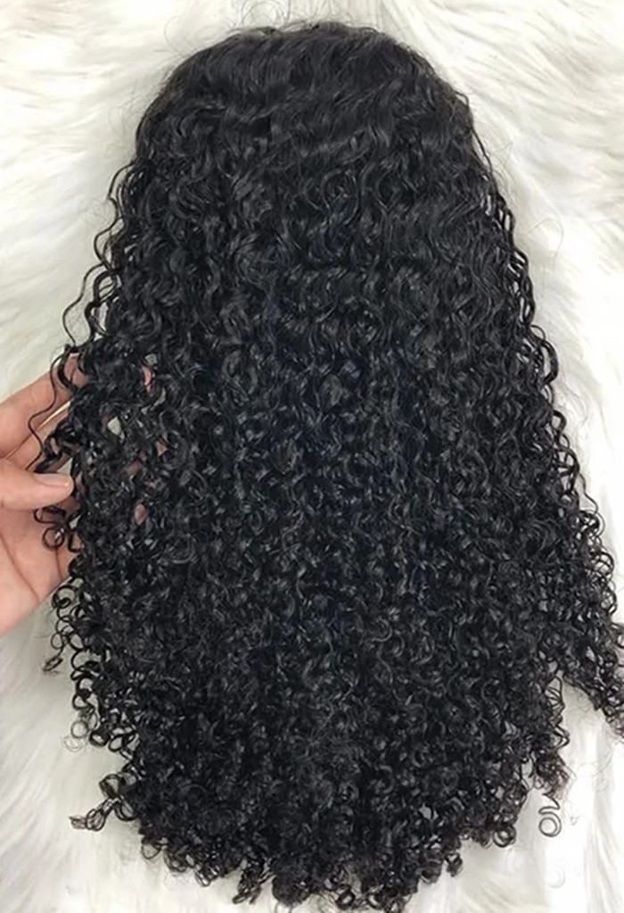 Deep Curly Half Wig Human Hair Glueless Wig Humain Hair Ready to Wear 3 IN 1 Half Wig Drawstring burmese Curly Glueless halfhead Wig