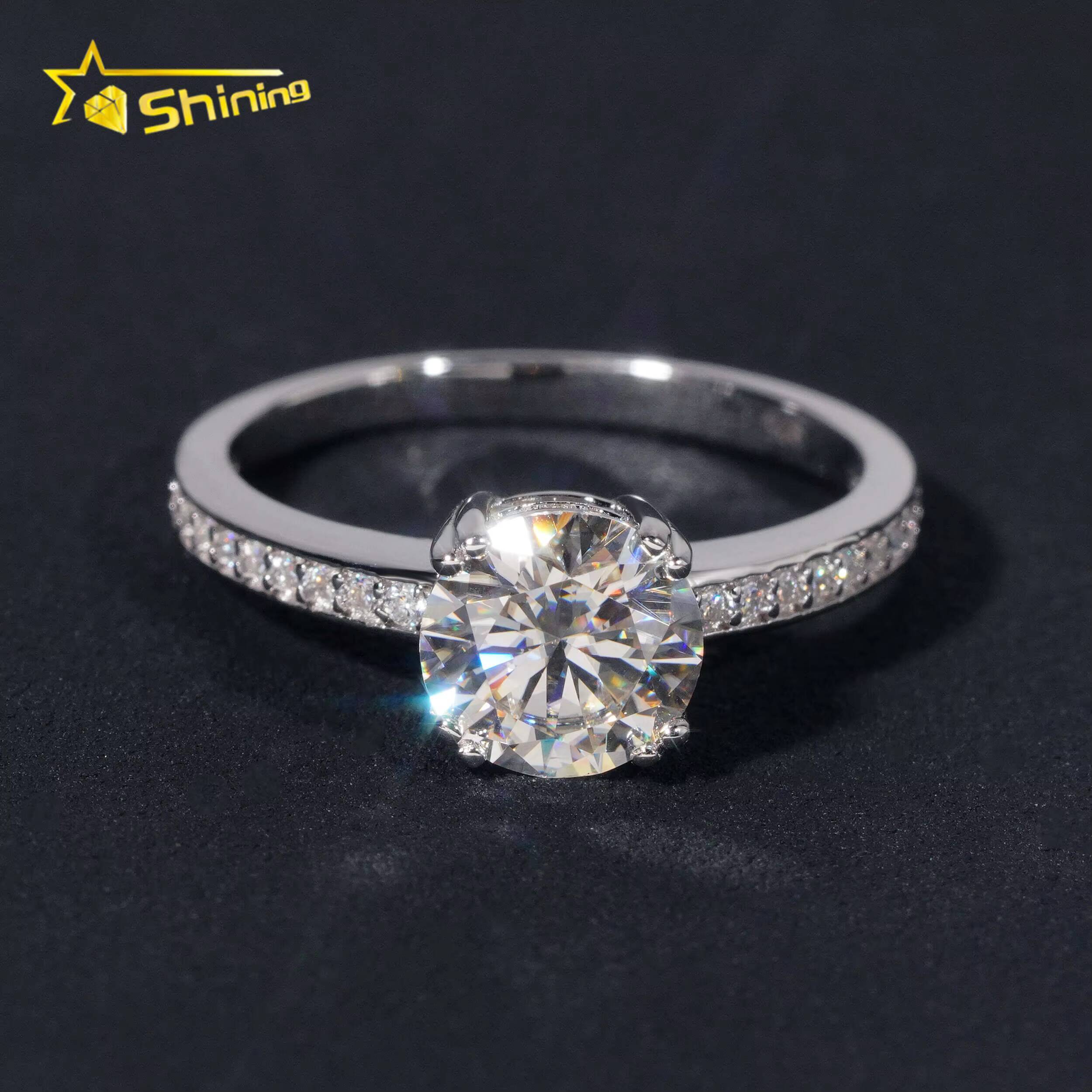Wholesale 925 Sterling Silver Vvs Diamond Engagement Rings Women Brilliant Cut 75mm Gold Ring Women Rings Moissanite