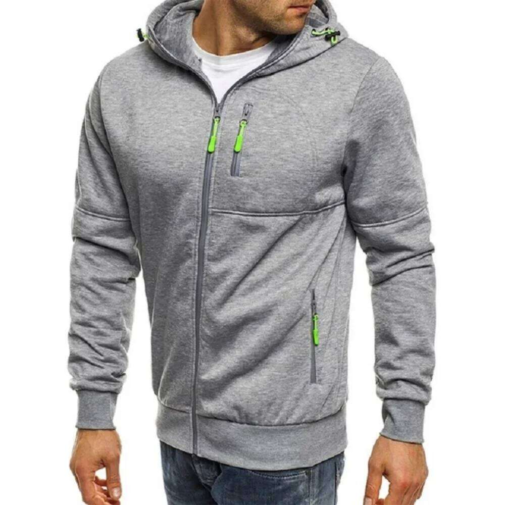 Men's Hoodies Long Sleeve Zipper Design Hooded Sweatshirt For Men Clothing Sportswear Slim Fit Casual Jacket MOQIONG