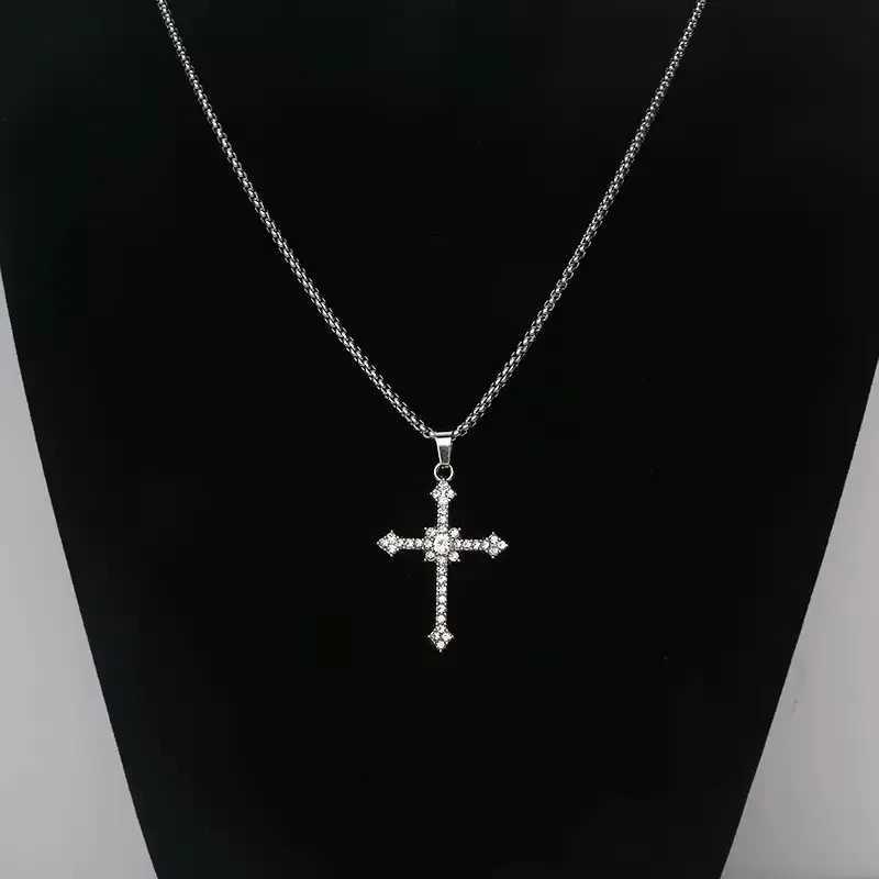 Vintage Stainless Steel Cross Pendant Necklace Sweater Chain High Quality Jewelry Wholesale Y251227