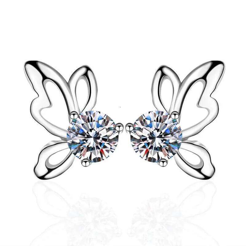 18K gold set with diamonds PT950 platinum butterfly classic 0.5 Ct earrings, moissanite simple earrings c66